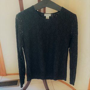 Ann Taylor Top, Black Lace Yoke, Lined